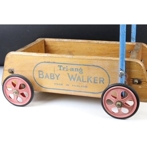 188 - Mid century Tri-ang Wooden and Tubular Metal Baby Walker, 47cm long