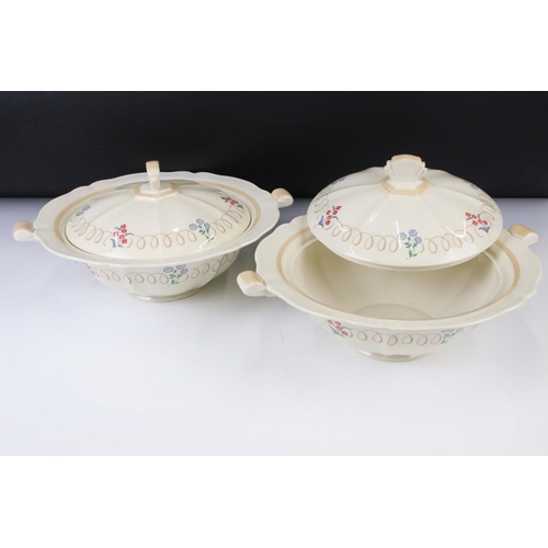 141 - Royal Doulton ' Cotswold ' pattern dinner set (pattern no. 5982) to include 2 lidded tureens, 3 serv... 