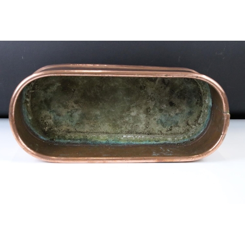 195 - Large 19th century Copper Planter with rounded ends, 43cm long x 16cm high