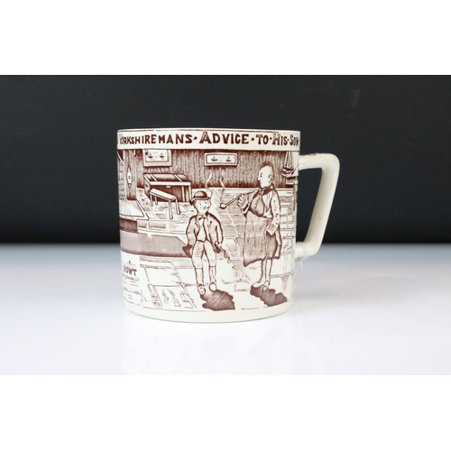 198 - Two Early-to-Mid 20th Century Crown Devon comical mugs entitled 'A Yorkshire Mans Advice To His Son'... 