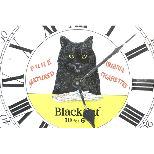 148 - Advertising - Virginia Cigarettes ' Black Cat ' Wall Clock with with enamel dial and wooden-style su... 