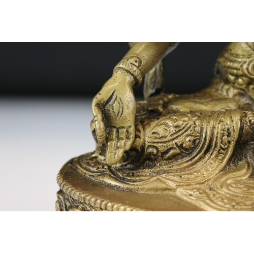 152 - Tibetan Buddhist Bronze of Goddess White Tara in a seated position, measures 21.5cm high