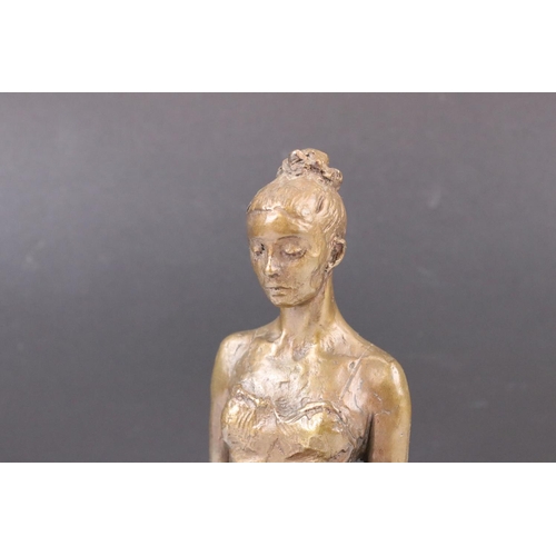 153 - Nathan David - ' Curtain Call ' Patinated Bronze of a kneeling ballerina, signed in cast, applied pl... 