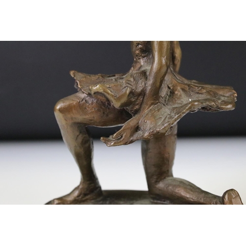 153 - Nathan David - ' Curtain Call ' Patinated Bronze of a kneeling ballerina, signed in cast, applied pl... 