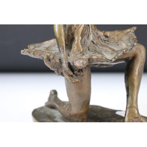 153 - Nathan David - ' Curtain Call ' Patinated Bronze of a kneeling ballerina, signed in cast, applied pl... 