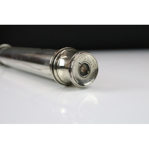 167 - Early 20th Century ' Dring & Fage ' silver plated three draw telescope, inscribed 'Dring & Fage, 19 ... 