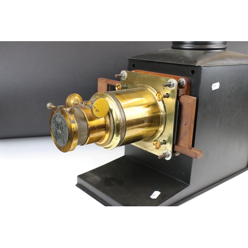 176 - Cast Metal & Brass Magic Lantern (restored) with a collection of around 60 Magic Lantern slides depi... 