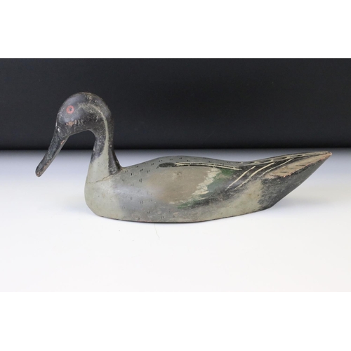 177 - Hand Painted Carved Wooden Decoy Duck (a/f), measures approx 36cm long