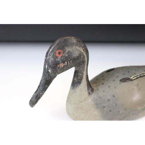 177 - Hand Painted Carved Wooden Decoy Duck (a/f), measures approx 36cm long