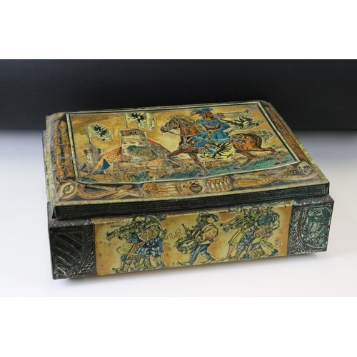 178 - Two Chinese-style Biscuit Tins to include a bombe-shaped example - 31.5cm wide (containing a collect... 