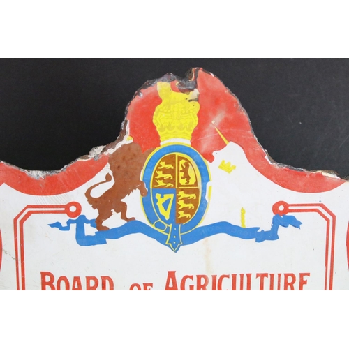 193 - Early 20th century Crest Shaped Enamel Sign ' Board of Agricultural and Fisheries Light Horse Breedi... 