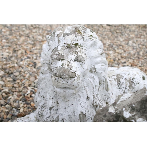 41 - Pair of Composite Stone Garden Lions, 55cm long