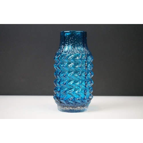 1 - Whitefriars Pineapple Vase in Kingfisher Blue, from Geoffrey Baxter's Textured glass range, pattern ... 