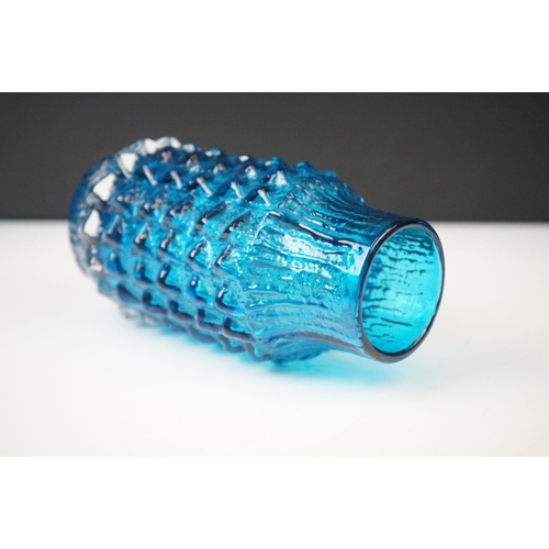 1 - Whitefriars Pineapple Vase in Kingfisher Blue, from Geoffrey Baxter's Textured glass range, pattern ... 