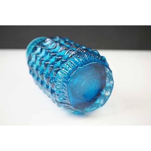 1 - Whitefriars Pineapple Vase in Kingfisher Blue, from Geoffrey Baxter's Textured glass range, pattern ... 