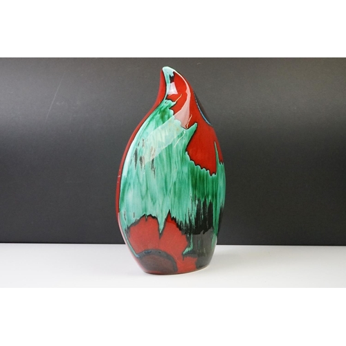 15 - Anita Harris ' Teardrop ' vase with floral decoration and mottled red ground, 31cm high