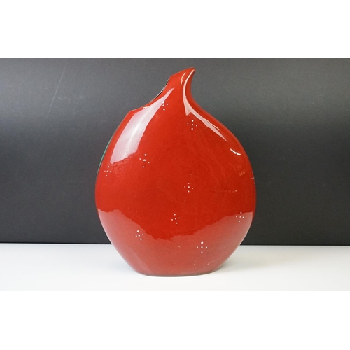 15 - Anita Harris ' Teardrop ' vase with floral decoration and mottled red ground, 31cm high