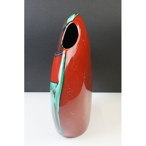 15 - Anita Harris ' Teardrop ' vase with floral decoration and mottled red ground, 31cm high