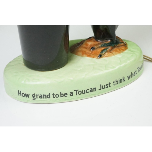 21 - Advertising - Carlton Ware Guinness toucan ceramic table lamp, mottos read 'How Grand To Be a Toucan... 