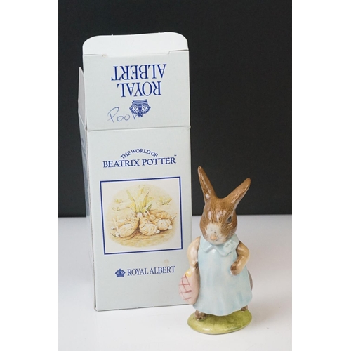 22 - Nine Boxed Royal Albert 'The World of Beatrix Potter' figures to include Mrs Flopsy Bunny, Mrs Rabbi... 