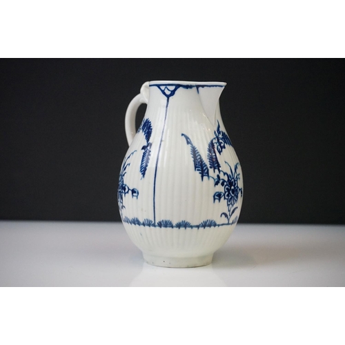 3 - Late 18th Century Worcester sparrow beak milk jug in the ' Immortelle ' pattern, circa 1770, of ribb... 