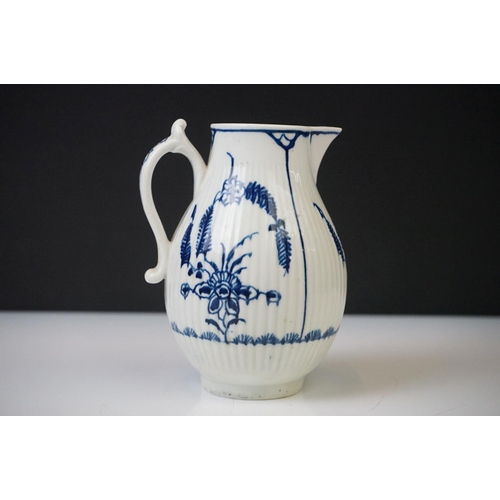 3 - Late 18th Century Worcester sparrow beak milk jug in the ' Immortelle ' pattern, circa 1770, of ribb... 