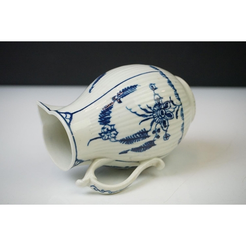 3 - Late 18th Century Worcester sparrow beak milk jug in the ' Immortelle ' pattern, circa 1770, of ribb... 