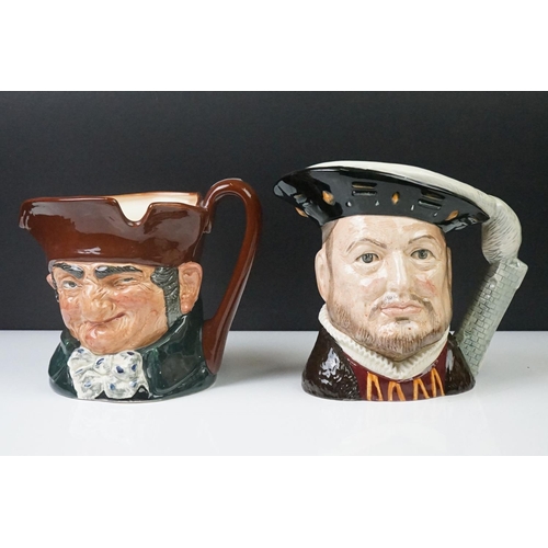 38 - Six Large Royal Doulton character jugs to include D 6967 Captain Bligh, D 6817 Chelsea Pensioner, D ... 