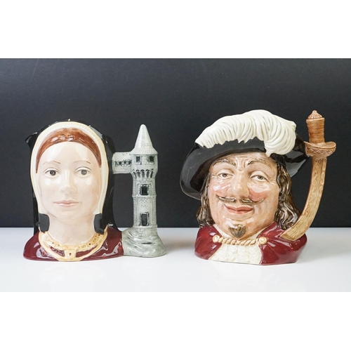 38 - Six Large Royal Doulton character jugs to include D 6967 Captain Bligh, D 6817 Chelsea Pensioner, D ... 