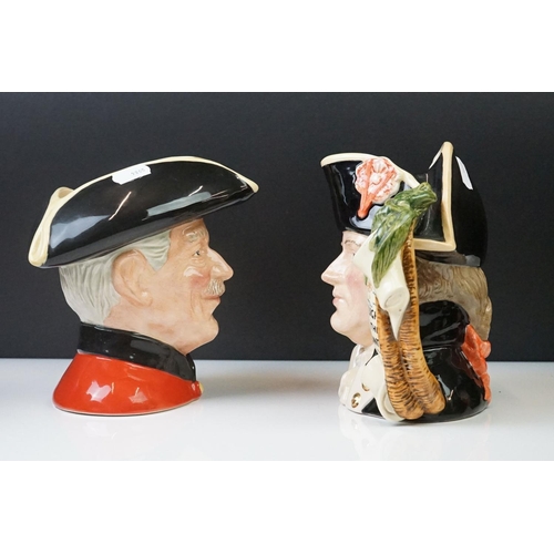 38 - Six Large Royal Doulton character jugs to include D 6967 Captain Bligh, D 6817 Chelsea Pensioner, D ... 