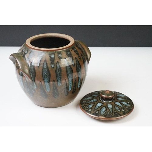 49 - Two pieces of Shepherd's Well Pottery to include a large jug by David Eeles (38cm high), and a twin-... 