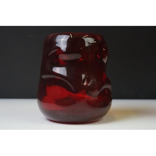 59 - William Wilson and Harry Dyer for Whitefriars - Three ' Knobbly ' range pieces to include 2 x Ruby R... 