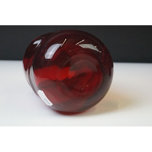 59 - William Wilson and Harry Dyer for Whitefriars - Three ' Knobbly ' range pieces to include 2 x Ruby R... 