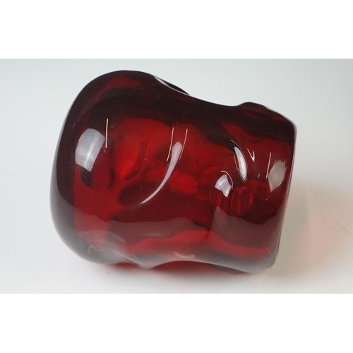 59 - William Wilson and Harry Dyer for Whitefriars - Three ' Knobbly ' range pieces to include 2 x Ruby R... 