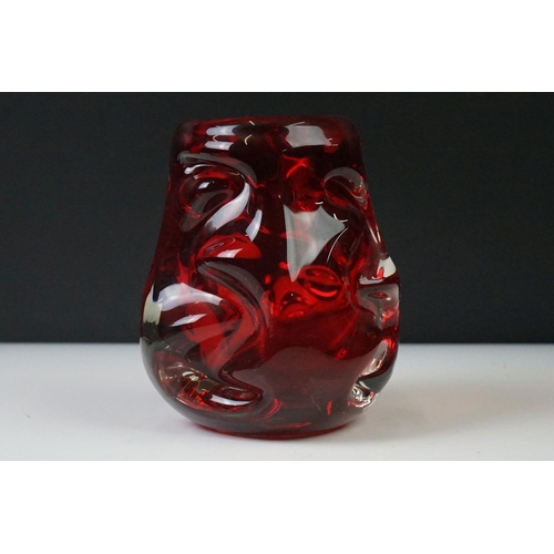 59 - William Wilson and Harry Dyer for Whitefriars - Three ' Knobbly ' range pieces to include 2 x Ruby R... 