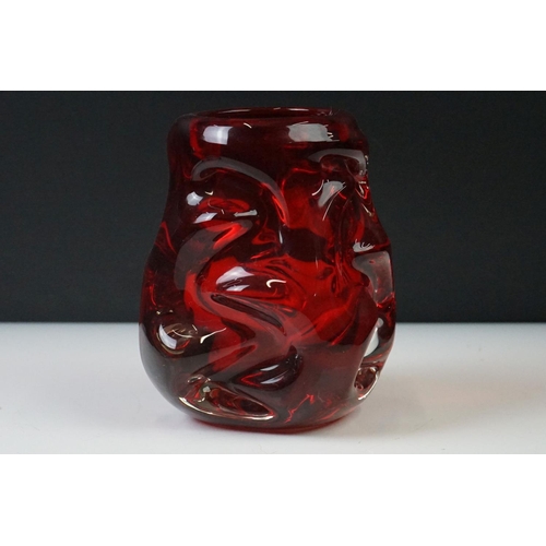 59 - William Wilson and Harry Dyer for Whitefriars - Three ' Knobbly ' range pieces to include 2 x Ruby R... 