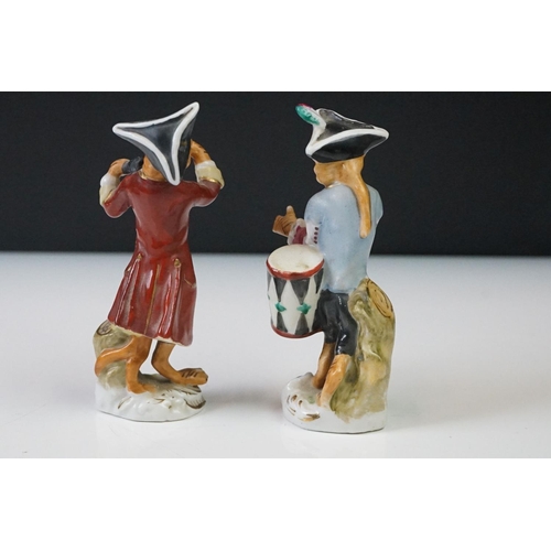 60 - 20th Century Sitzendorf Seven Piece Porcelain Monkey band, consisting of a conductor and six musicia... 