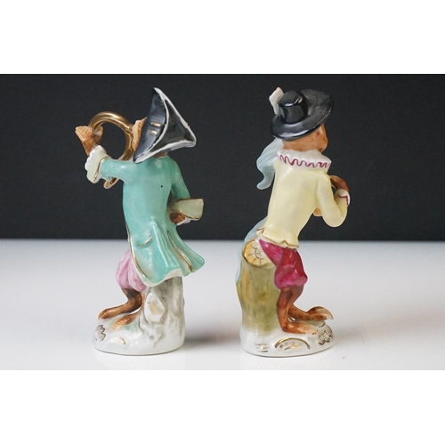 60 - 20th Century Sitzendorf Seven Piece Porcelain Monkey band, consisting of a conductor and six musicia... 