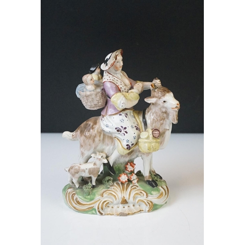 61 - Five 19th Century porcelain figures to include a Staffordshire Welch Taylor's Wife figure (13cm high... 