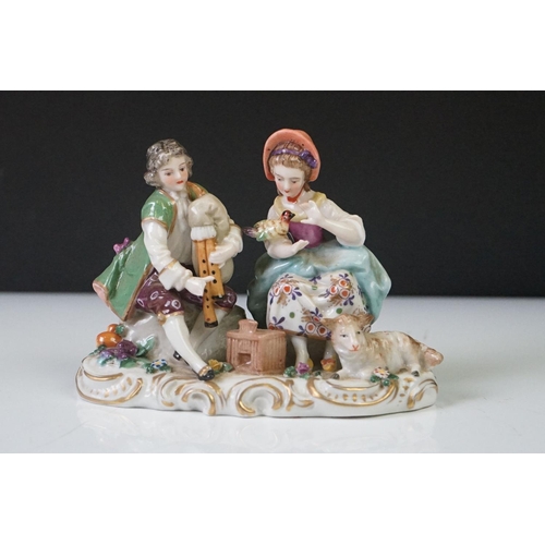 61 - Five 19th Century porcelain figures to include a Staffordshire Welch Taylor's Wife figure (13cm high... 