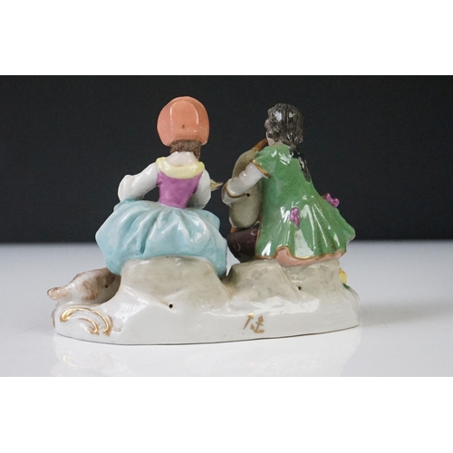 61 - Five 19th Century porcelain figures to include a Staffordshire Welch Taylor's Wife figure (13cm high... 