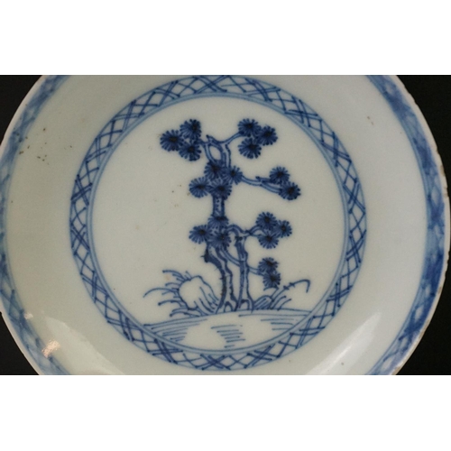 73 - Chinese Nanking Cargo blue and white porcelain saucer, circa 1750, in the 'Blue Pine' pattern, Chris... 