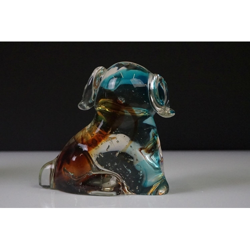 74 - Four Whitefriars ' Dilly Duck ' glass figures to include 2 x Ruby Red, Ocean Green and a Twilight ex... 