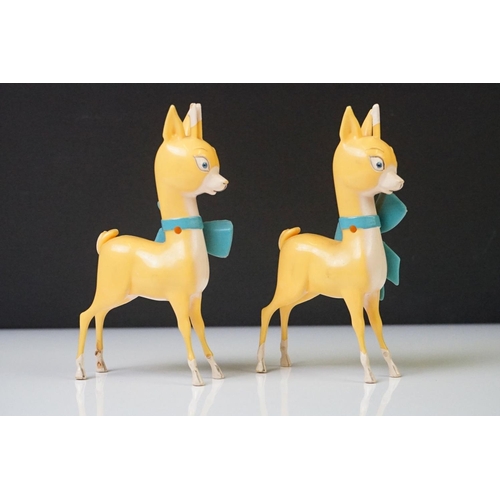 84 - Set of Six Babycham glasses, 10.5cm high, together with two plastic Babycham advertising figures (12... 