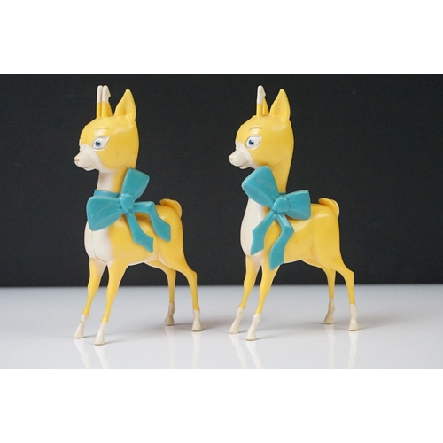 84 - Set of Six Babycham glasses, 10.5cm high, together with two plastic Babycham advertising figures (12... 