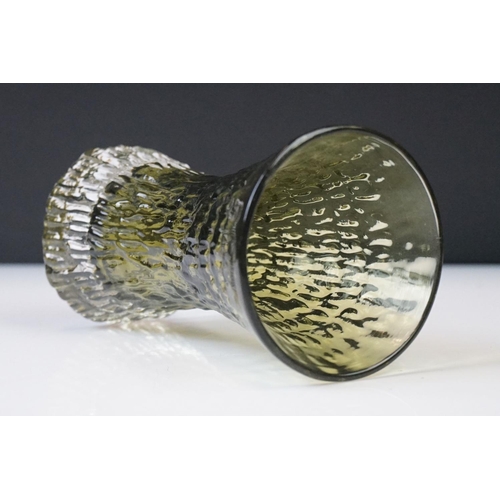 88 - Two Geoffrey Baxter for Whitefriars Textured range glass vases, to include a ' Waisted ' vase in Sag... 