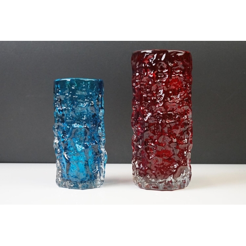 9 - Two Whitefriars Cylindrical Textured Bark vases from Geoffrey Baxter's Textured range, to include a ... 