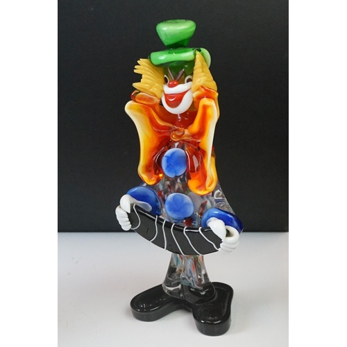 94 - Three Murano glass clowns, featuring an accordion player example (largest 28.5cm high), together wit... 