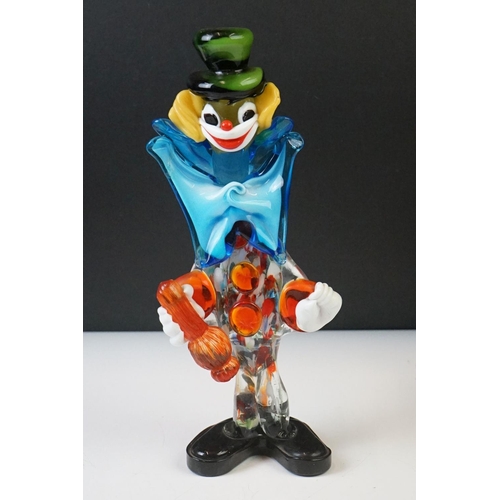 94 - Three Murano glass clowns, featuring an accordion player example (largest 28.5cm high), together wit... 