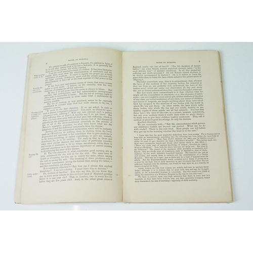 102 - Florence Nightingale ' Notes on Nursing ' First Edition (London, Harrison, 1860), with advertisement... 